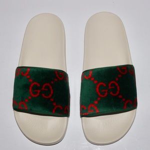 Gucci GG Monogram Terry Cloth White Slides